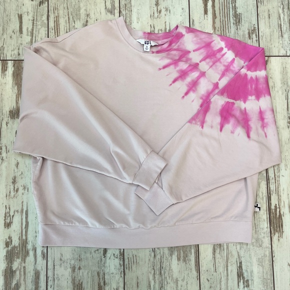 JoyLab Women’s Pink Tie-Dye Cropped Long Sleeve Sweatshirt – Size Medium - Picture 8 of 14